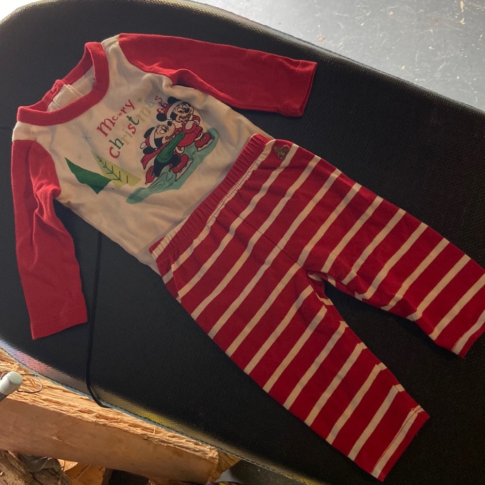 Disney Baby Mickey Minnie Christmas onesie and Baby Gap pants